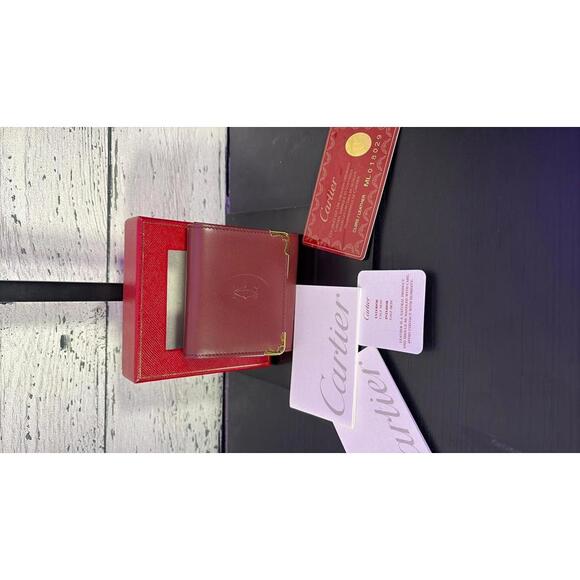 Cartier Men's Leather Wallet with Original Box and Cards